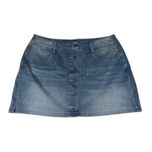 Halara High Waisted Multi Button Denim Mini Skirt with Pockets Sz Large Womens B